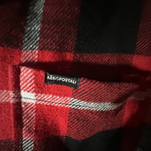 Aeropostale Red Black Plaid Hooded Flannel Shirt Men's XL Button Up Casual NWT - Picture 7 of 7